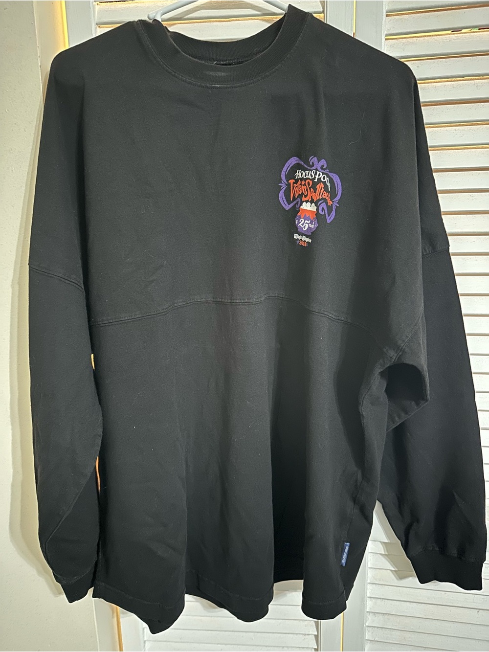 Disney Black Long Sleeve Pullover with Purple & Orange Graphic